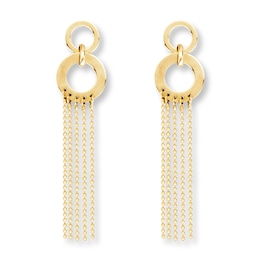 Circle & Chain Earrings 14K Yellow Gold