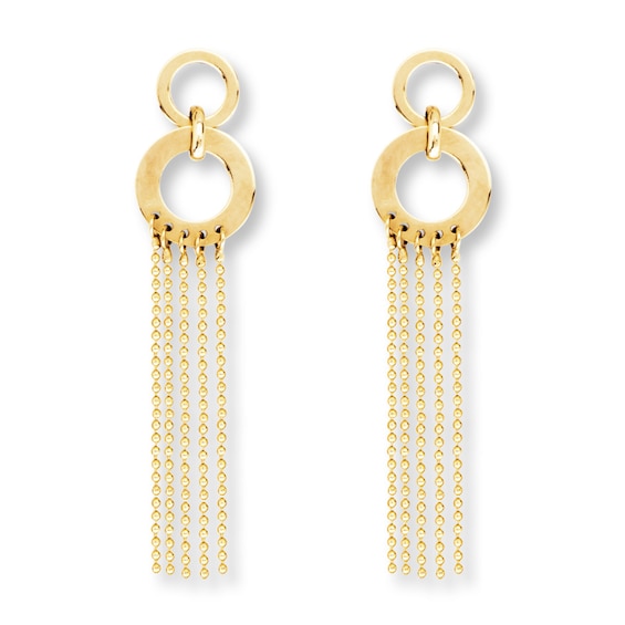 Circle & Chain Earrings 14K Yellow Gold