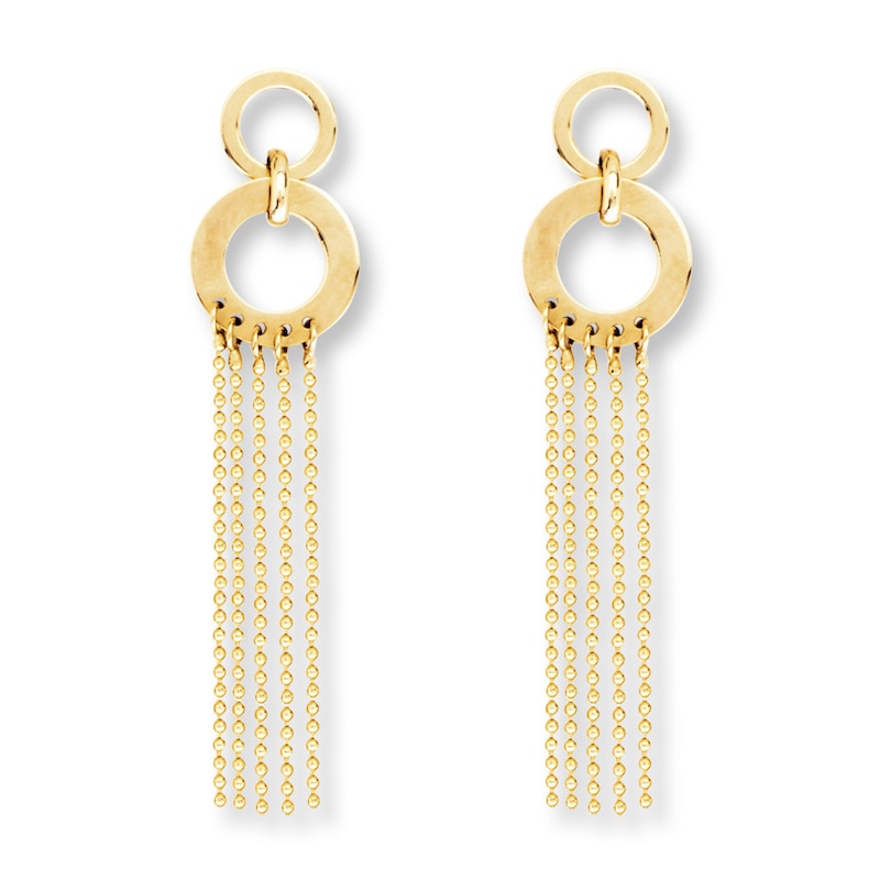 Circle & Chain Earrings 14K Yellow Gold
