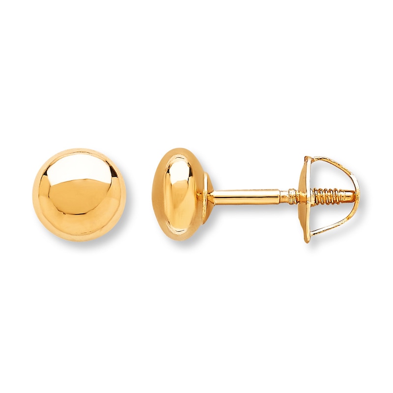 Children's Earrings 4mm Flat-top Ball 14K Yellow Gold