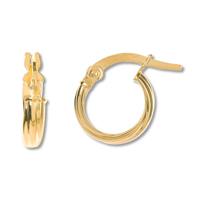 Ridged Hoop Earrings 14K Yellow Gold