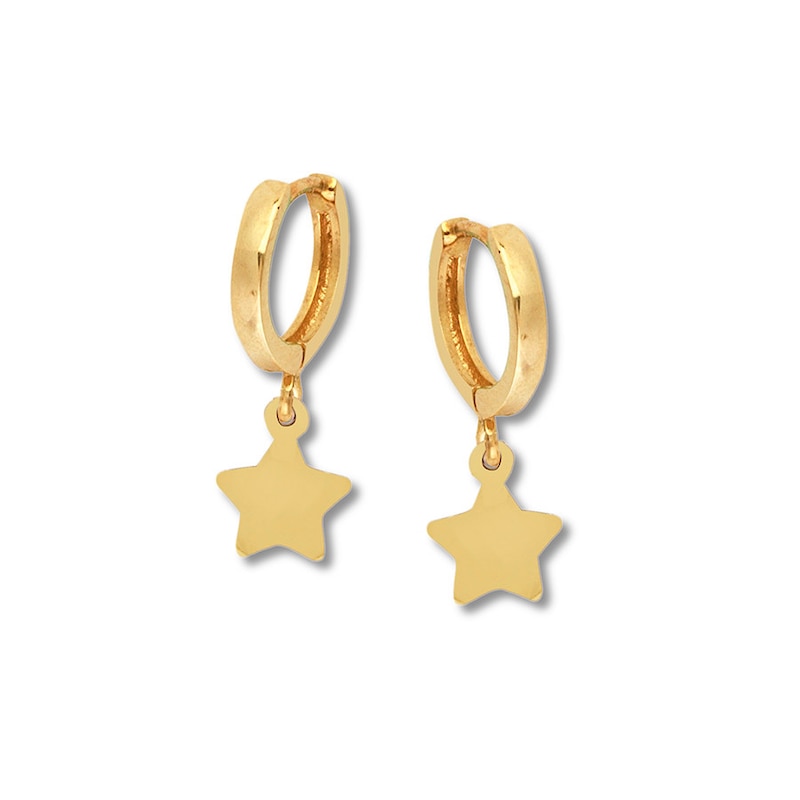 Main Image 1 of Dangling Star Earrings 14K Yellow Gold