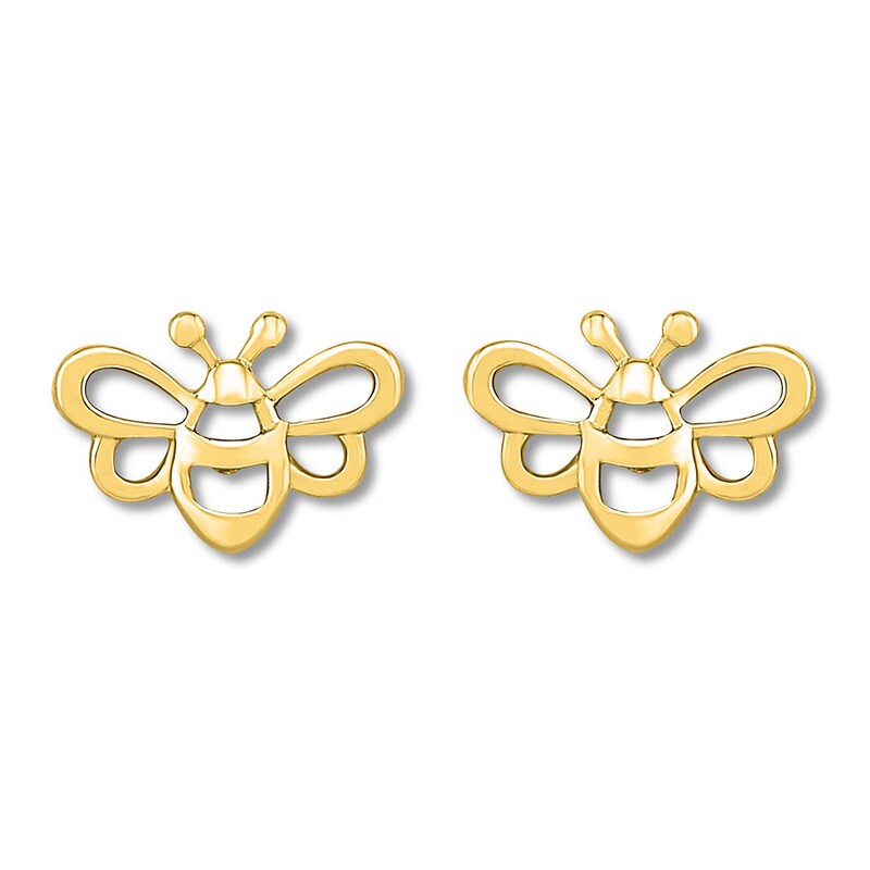 Bee Earrings 10K Yellow Gold