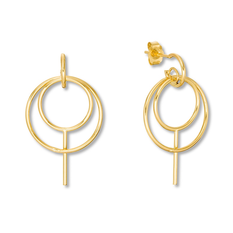 Circle Drop Earrings 10K Yellow Gold