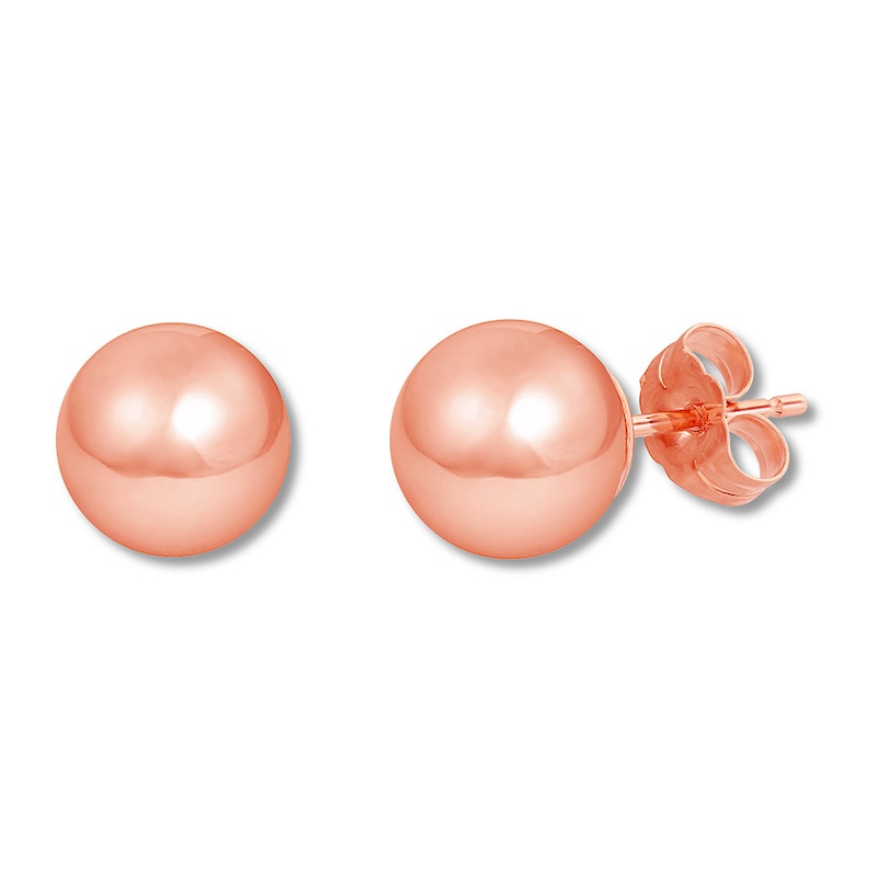 Main Image 2 of 8mm Ball Earrings 14K Rose Gold