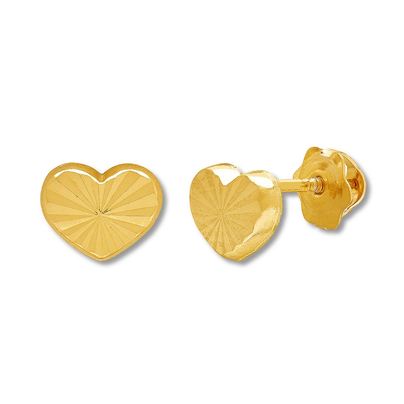 Main Image 3 of Child's Heart Earrings 14K Yellow Gold