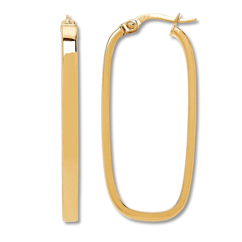 Main Image 2 of Rectangular Hoop Earrings 10K Yellow Gold
