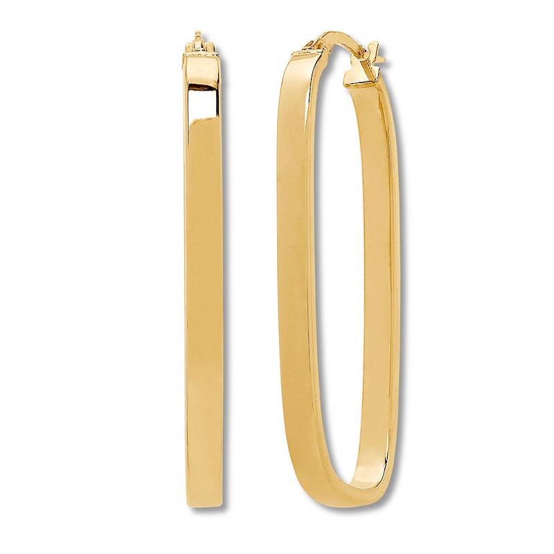 Rectangular Hoop Earrings 10K Yellow Gold