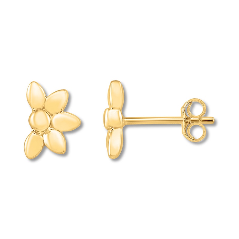 Flower Earrings 10K Yellow Gold