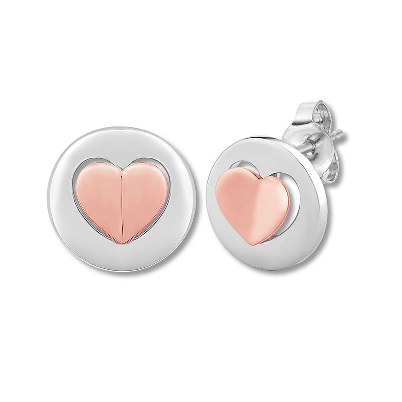 Signature Heart Earrings Sterling Silver/10K Rose Gold