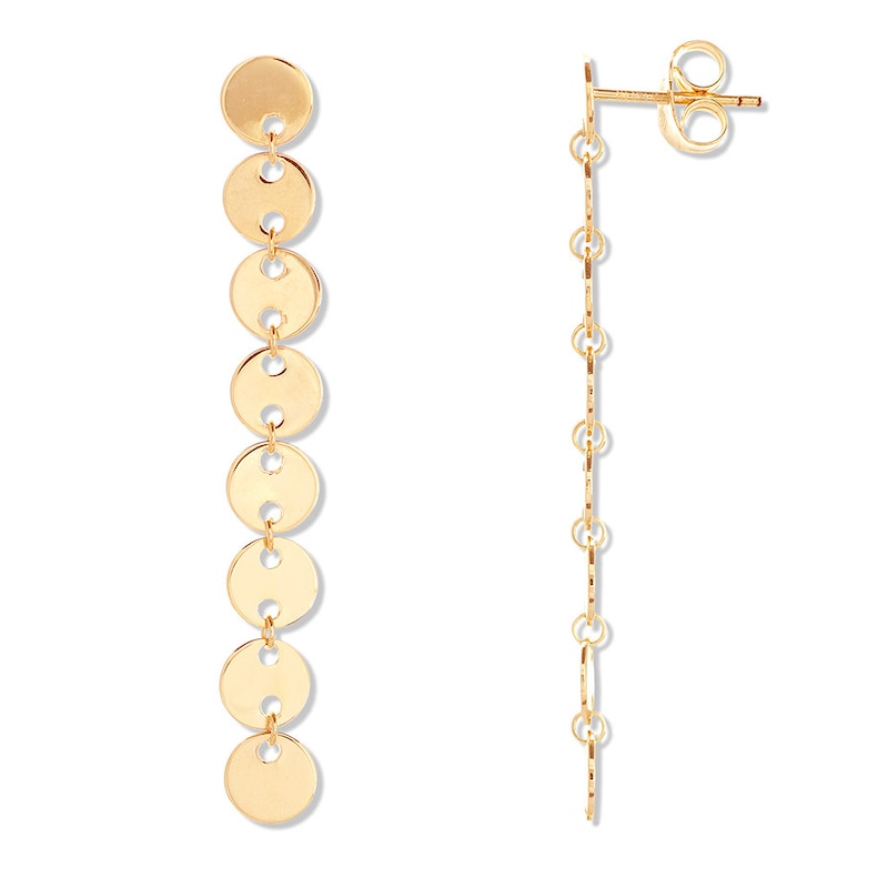Main Image 1 of Disc Drop Earrings 14K Yellow Gold