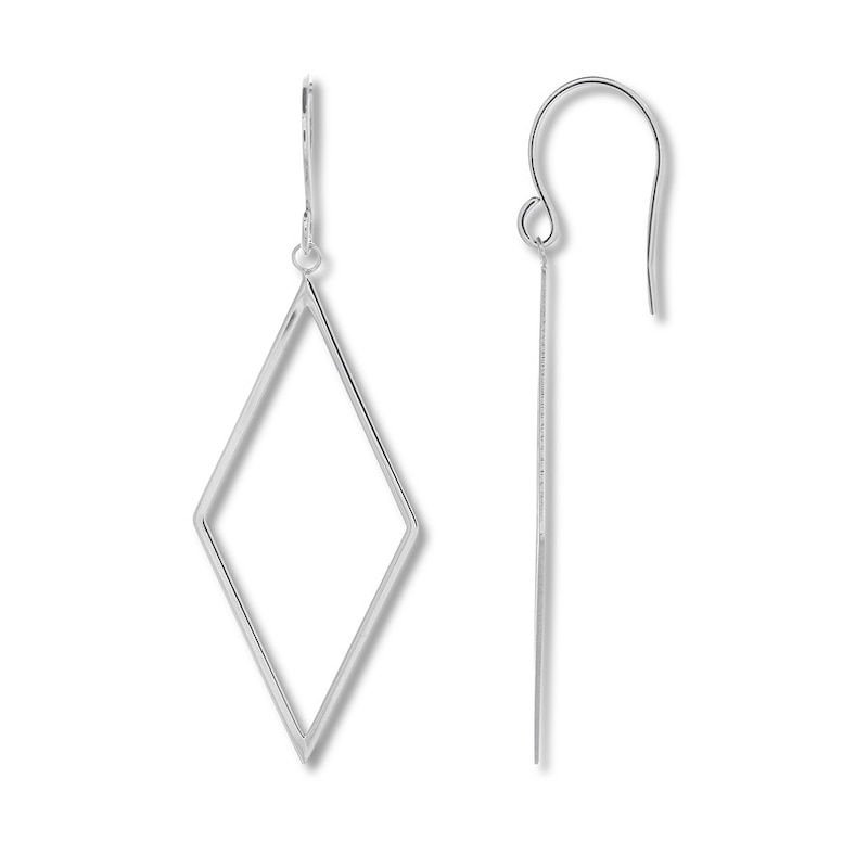 Main Image 1 of Geometric Dangle Earrings 14K White Gold