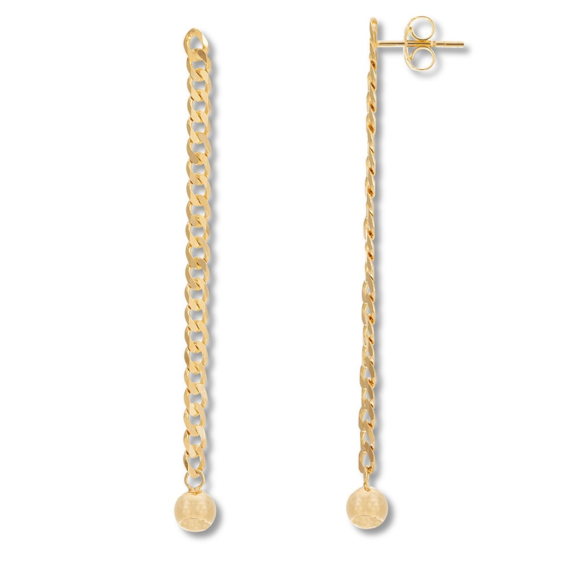 Curb Chain Drop Earrings 14K Yellow Gold with 360