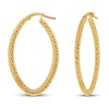 Elongated Diamond-cut Hoop Earrings 10K Yellow Gold