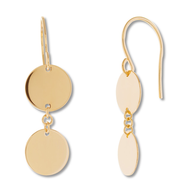 Main Image 1 of Disc Dangle Earrings 14K Yellow Gold