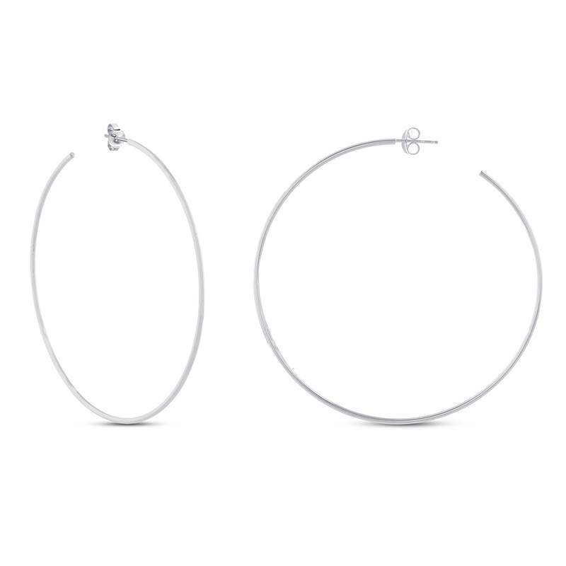 Main Image 1 of Large Hoop Earrings 14K White Gold 60mm