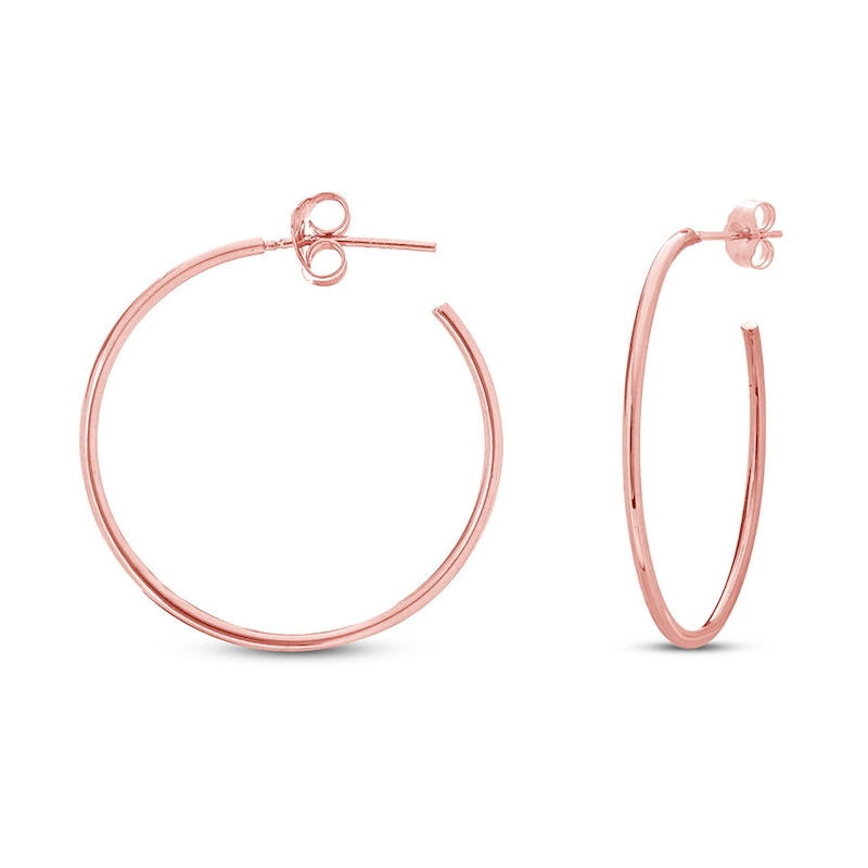 Hoop Earrings 14K Rose Gold 25mm