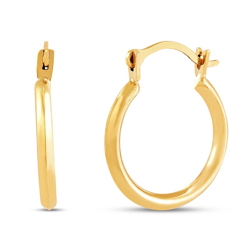 14K Yellow Gold Forward-Facing 20mm Hoop Post Earrings Geometric Shapes Birthday