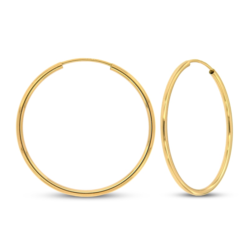 Continuous Hoop Earrings 14K Yellow Gold 30mm with 360