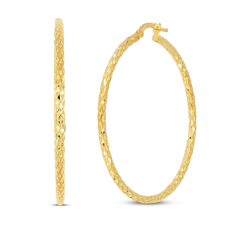 1 inch 14kt yellow gold hoop earrings - Freedman Jewelers