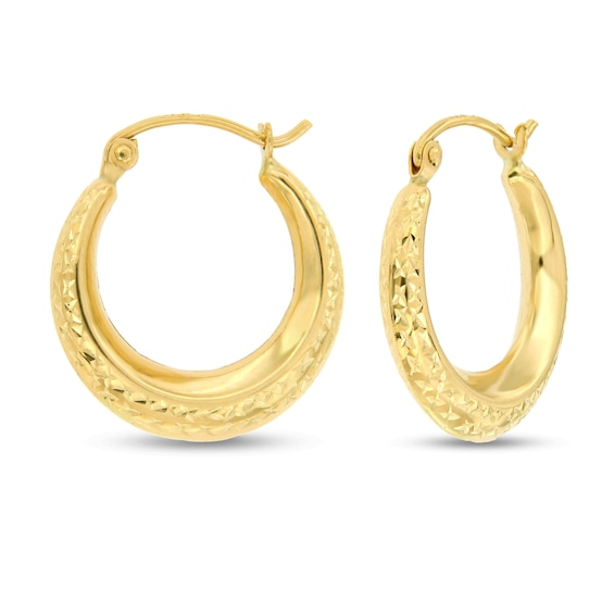 Kay Stamped Textured Fashion Hoop Earrings 14K Yellow Gold