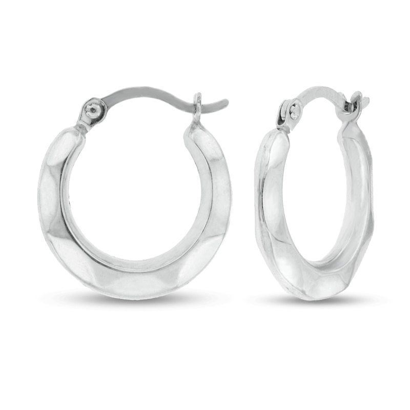 Main Image 1 of Stamped Fashion Hoop Earrings 14K White Gold