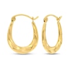 Thumbnail Image 0 of Stamped Textured Fashion Hoop Earrings 14K Yellow Gold