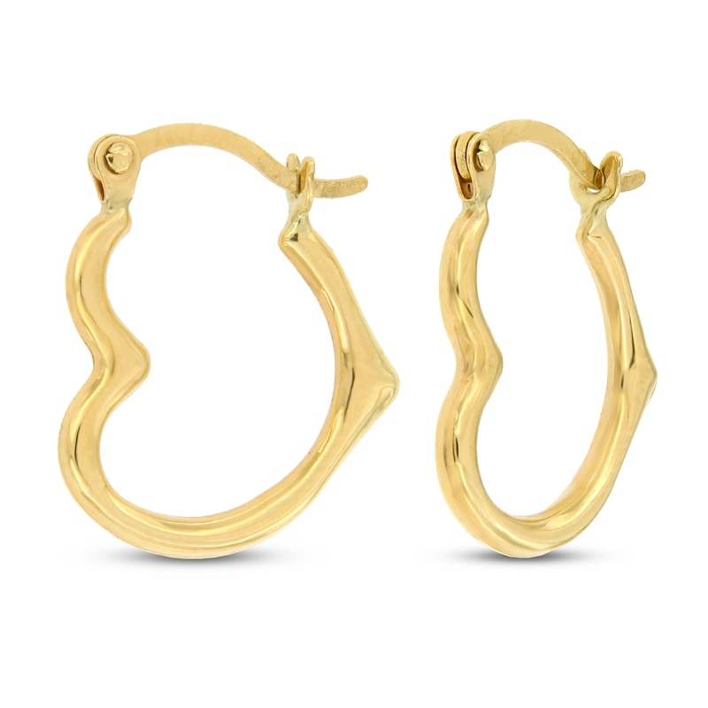 Main Image 1 of Stamped Heart Earrings 14K Yellow Gold
