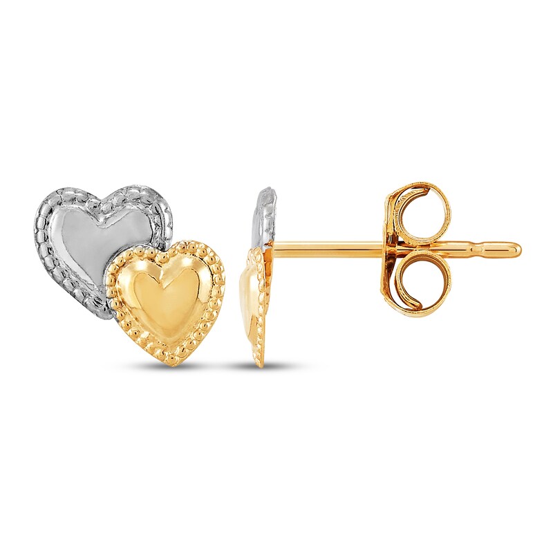 Children's Heart Earrings 14K Two-Tone Gold