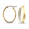 Thumbnail Image 0 of Italian Oval Glitter Hoop Earrings 14K Yellow Gold