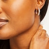 Thumbnail Image 2 of Italian Oval Glitter Hoop Earrings 14K Yellow Gold