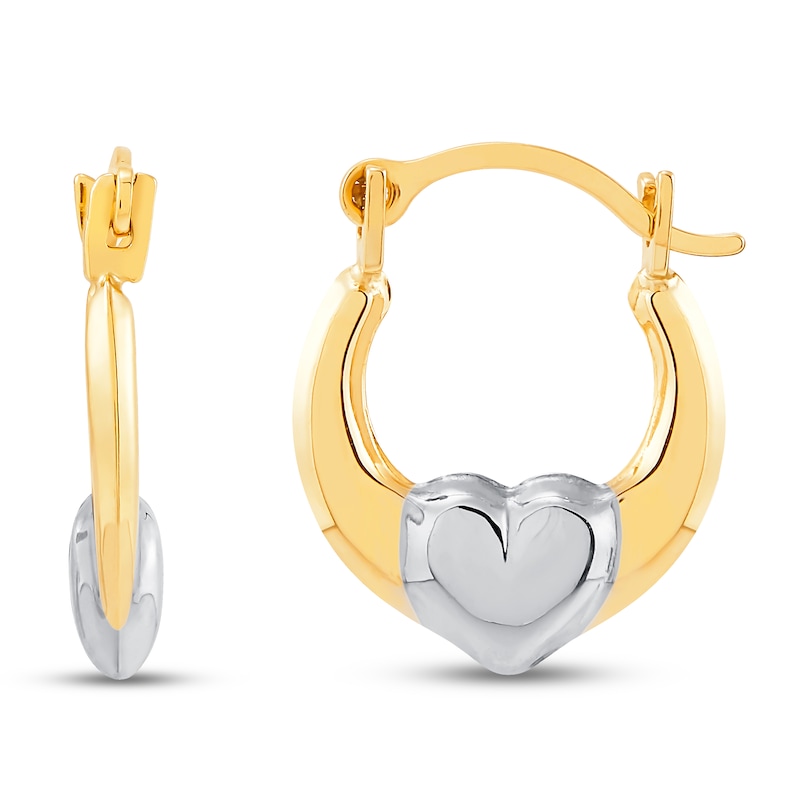 Children's Heart Hoop Earrings 14K Two-Tone Gold