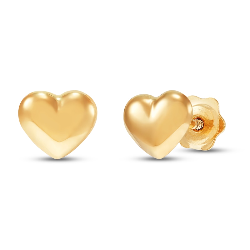 14K White Gold Black Enamel Heart Earrings