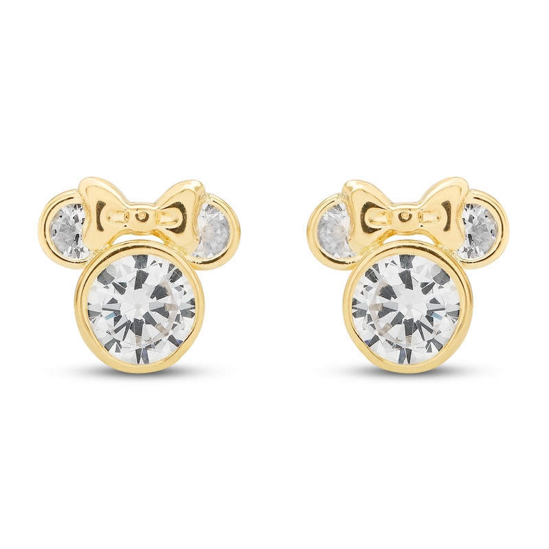 Main Image 1 of Children's Minnie Mouse Cubic Zirconia Stud Earrings 14K Yellow Gold