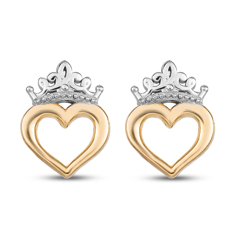 Main Image 1 of Children's Princess Crown Earrings 14K Yellow Gold