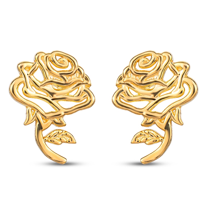 Children's Belle Rose Stud Earrings 14K Yellow Gold