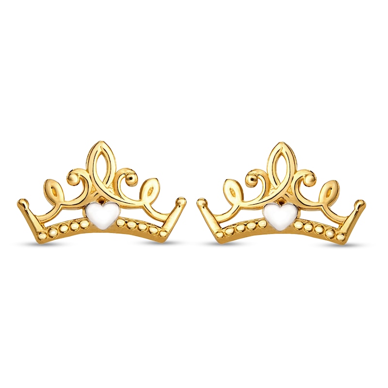 Main Image 1 of Children's Crown Stud Earrings 14K Yellow Gold