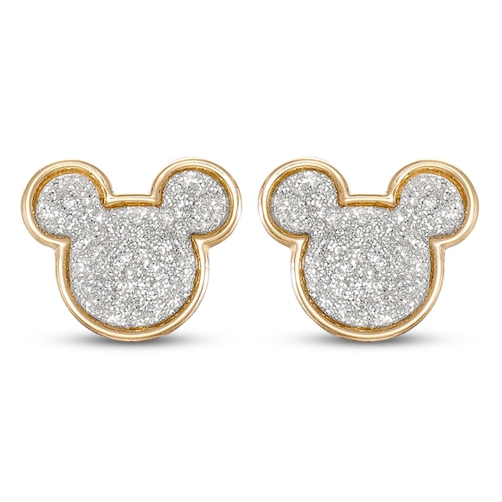 Kay Children's Mickey Mouse Glitter Stud Earrings 14K Yellow Gold