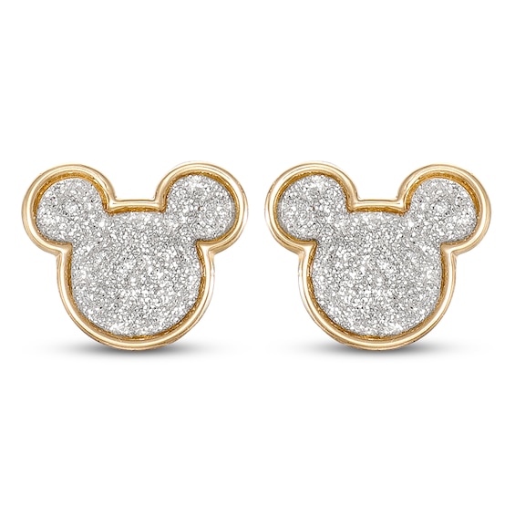 Kay Children's Mickey Mouse Glitter Stud Earrings 14K Yellow Gold