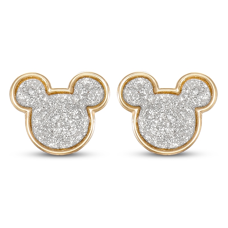 Main Image 1 of Children's Mickey Mouse Glitter Stud Earrings 14K Yellow Gold