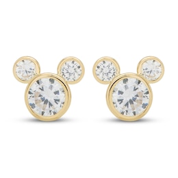 Children's Mickey Mouse Cubic Zirconia Stud Earrings 14K Yellow Gold