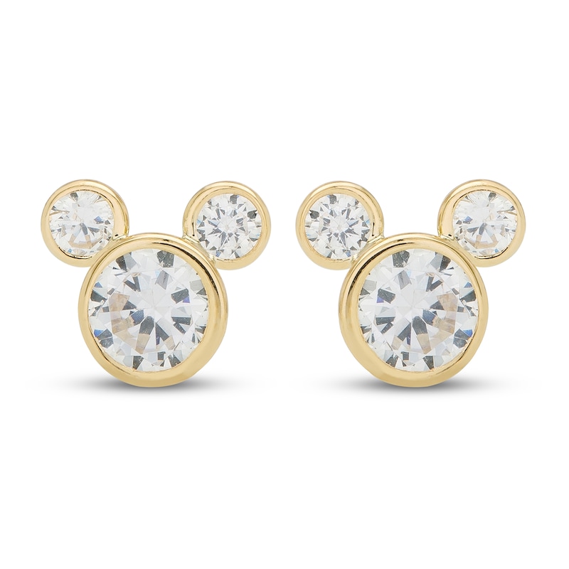 Main Image 1 of Children's Mickey Mouse Cubic Zirconia Stud Earrings 14K Yellow Gold