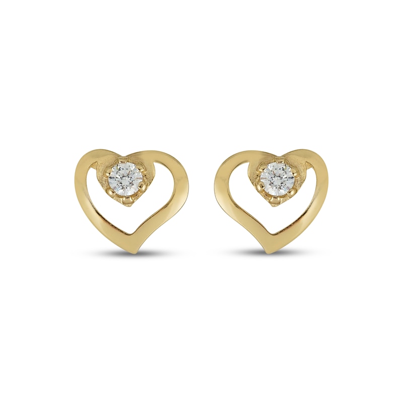 Main Image 2 of Children's Cubic Zirconia Heart Stud Earrings 14K Yellow Gold