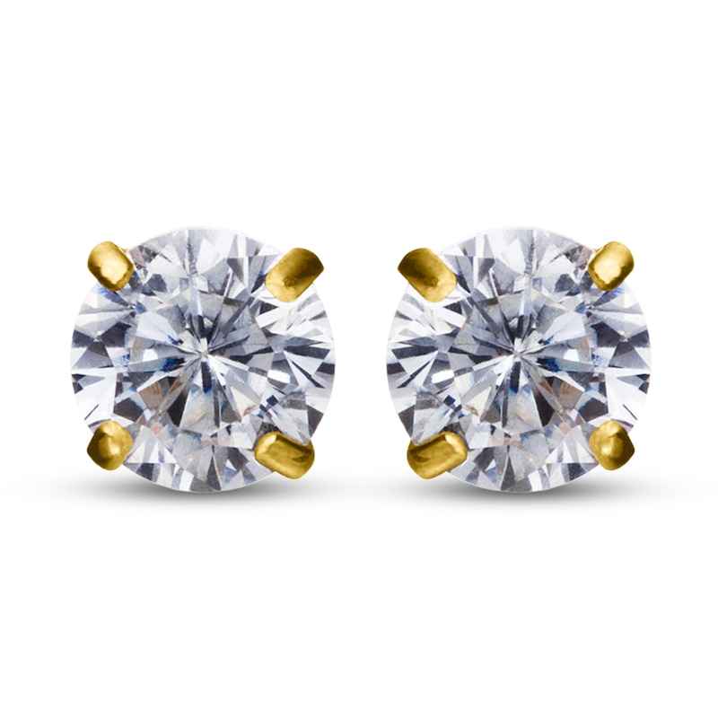 Main Image 1 of Children's Cubic Zirconia Stud Earrings 14K Yellow Gold