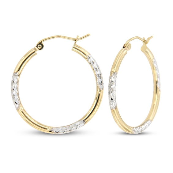 Diamond-Cut Hoop Earrings 14K Yellow Gold 20mm