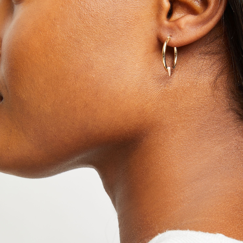 Main Image 2 of Hoop Heart Earrings 14K Tri-Tone Gold 20mm