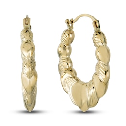 Woven Heart Hoop Earrings 14K Yellow Gold
