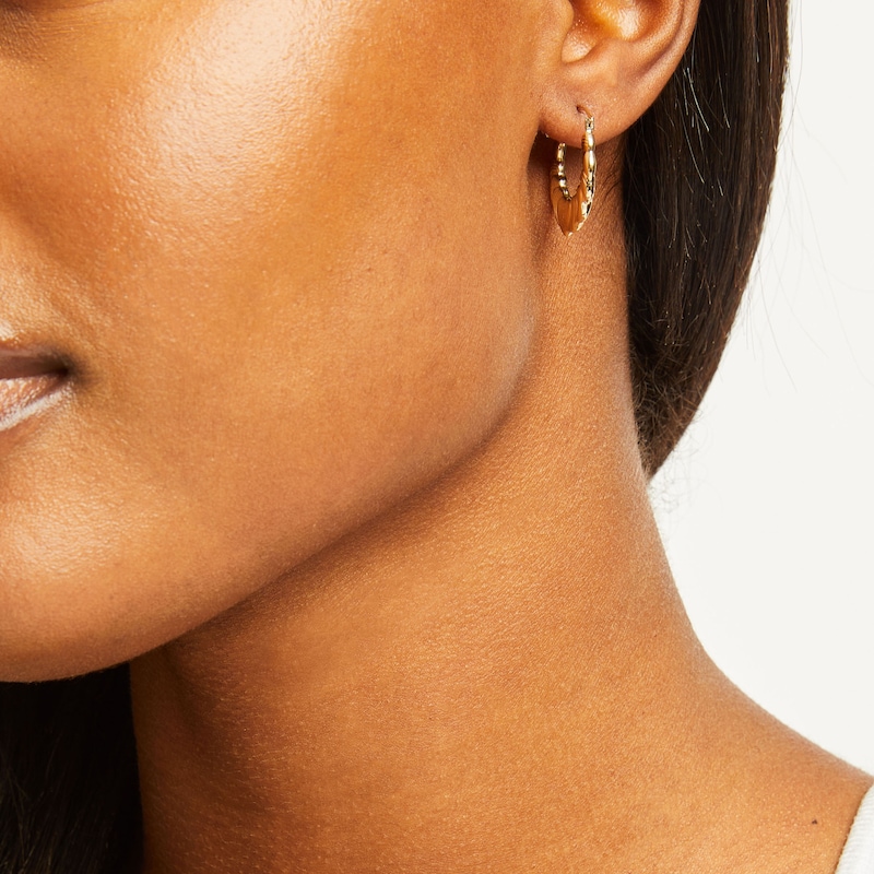 Main Image 2 of Woven Heart Hoop Earrings 14K Yellow Gold