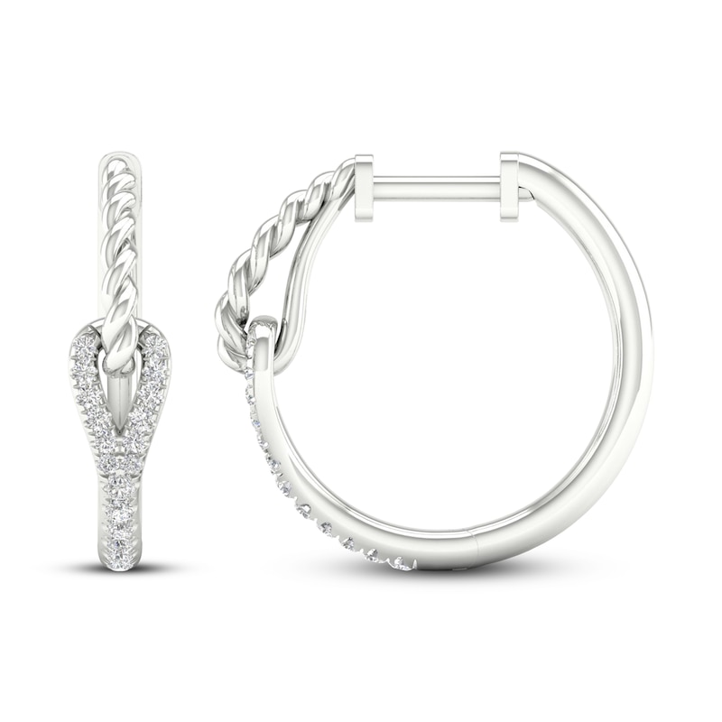 Love + Be Loved Diamond Hoop Earrings 1/5 ct tw 10K White Gold