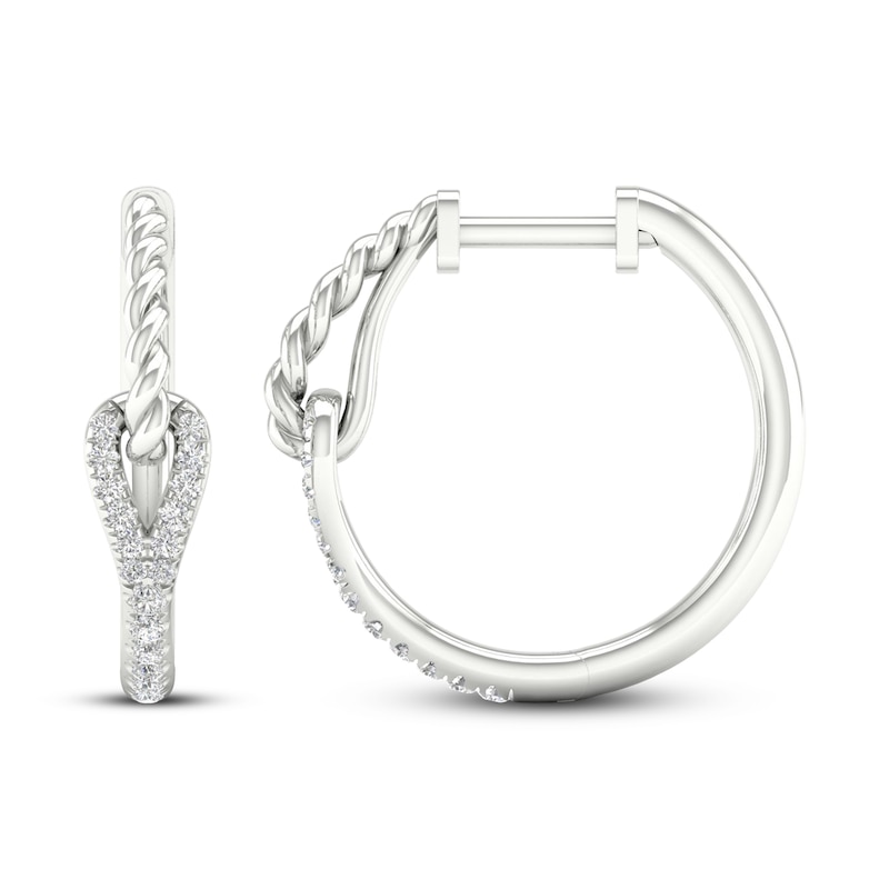 Main Image 2 of Love + Be Loved Diamond Hoop Earrings 1/5 ct tw 10K White Gold
